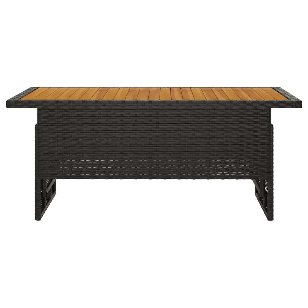 Garden Table Lift-Top Black Acacia Wood Adjustable Height Outdoor Patio Furniture