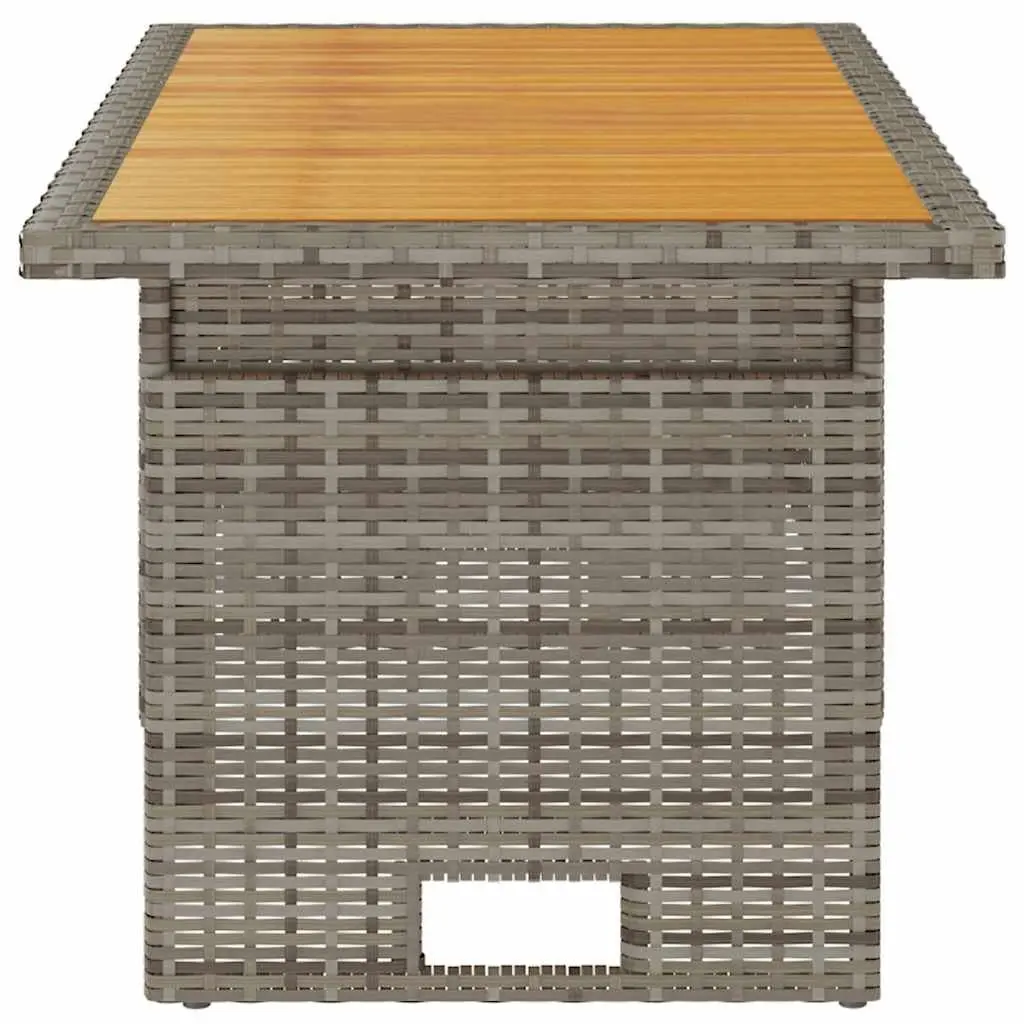 Garden Table Lift-Top Solid Wood Acacia PE Rattan Adjustable Height Outdoor Patio Furniture