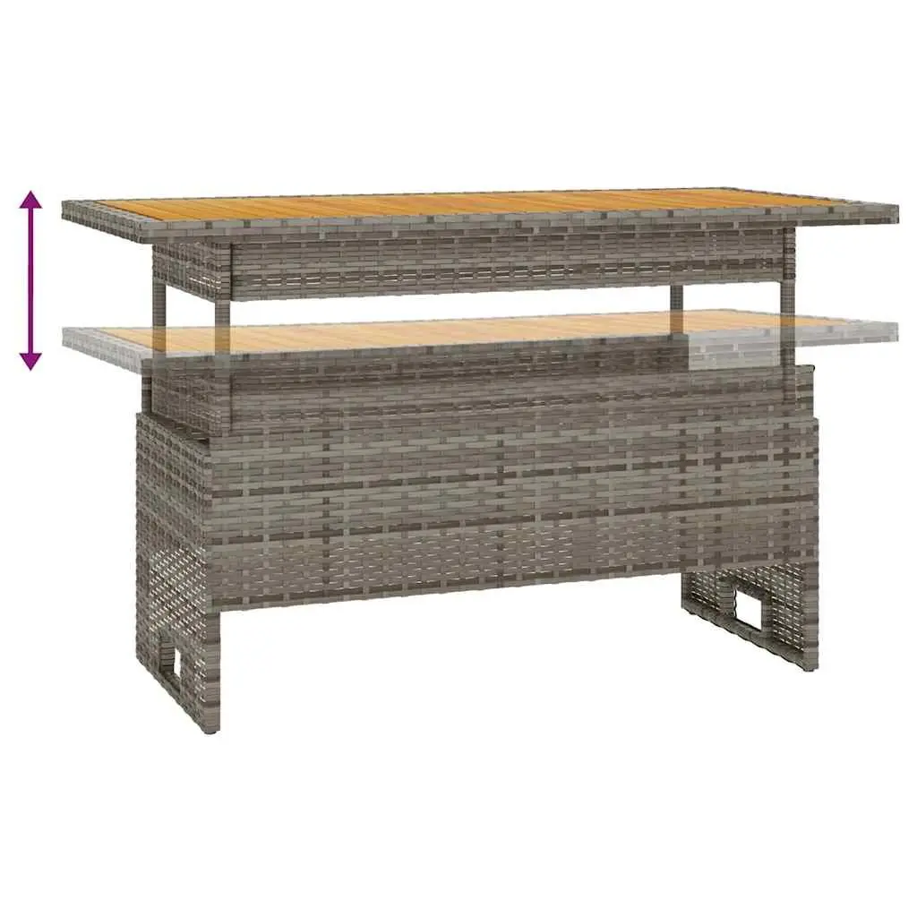 Garden Table Lift-Top Solid Wood Acacia PE Rattan Adjustable Height Outdoor Patio Furniture