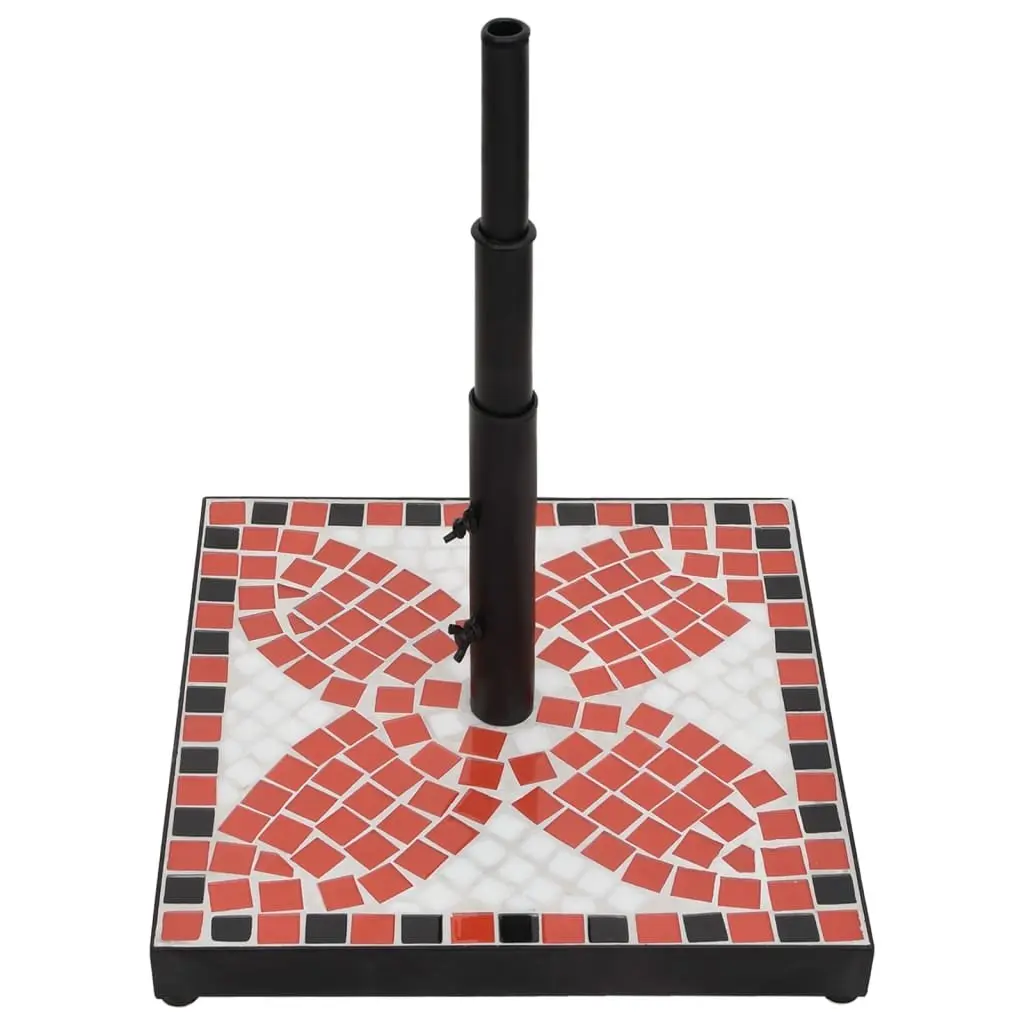 Square Parasol Base Outdoor Umbrella Stand Iron Construction Ceramic Tile Surface
