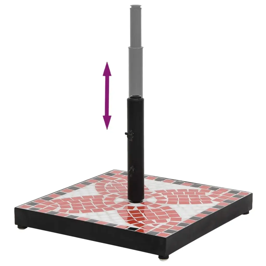 Square Parasol Base Outdoor Umbrella Stand Iron Construction Ceramic Tile Surface
