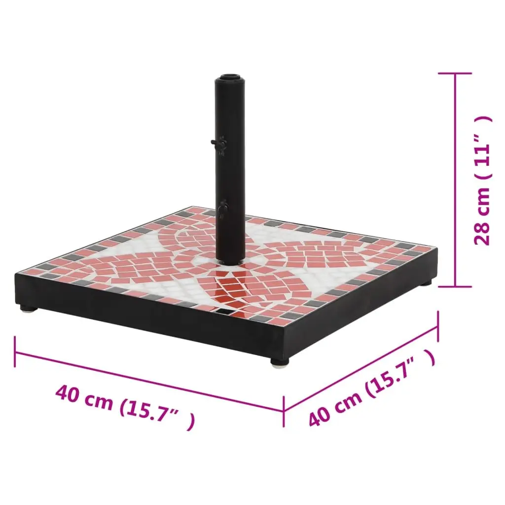 Square Parasol Base Outdoor Umbrella Stand Iron Construction Ceramic Tile Surface