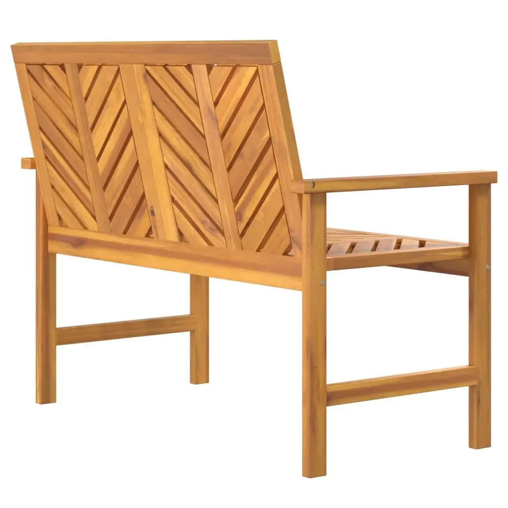 Outdoor Garden Bench 109cm Solid Acacia Wood Chevron Backrest Armrests