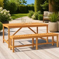 Outdoor Garden Bench 150cm Wooden Seat Acacia Wood Patio Furniture Brown