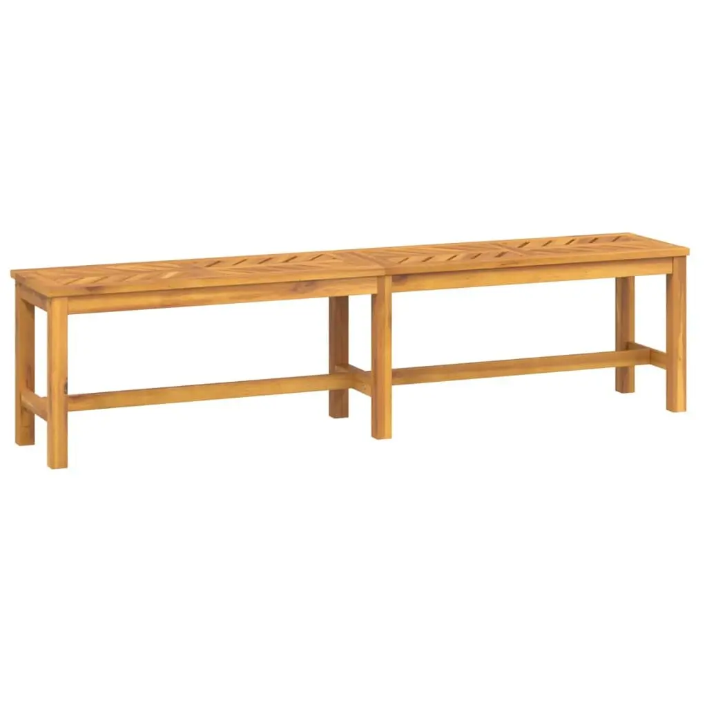 Garden Bench 180cm Solid Acacia Wood Fishbone Pattern Slats Brown Outdoor Seating