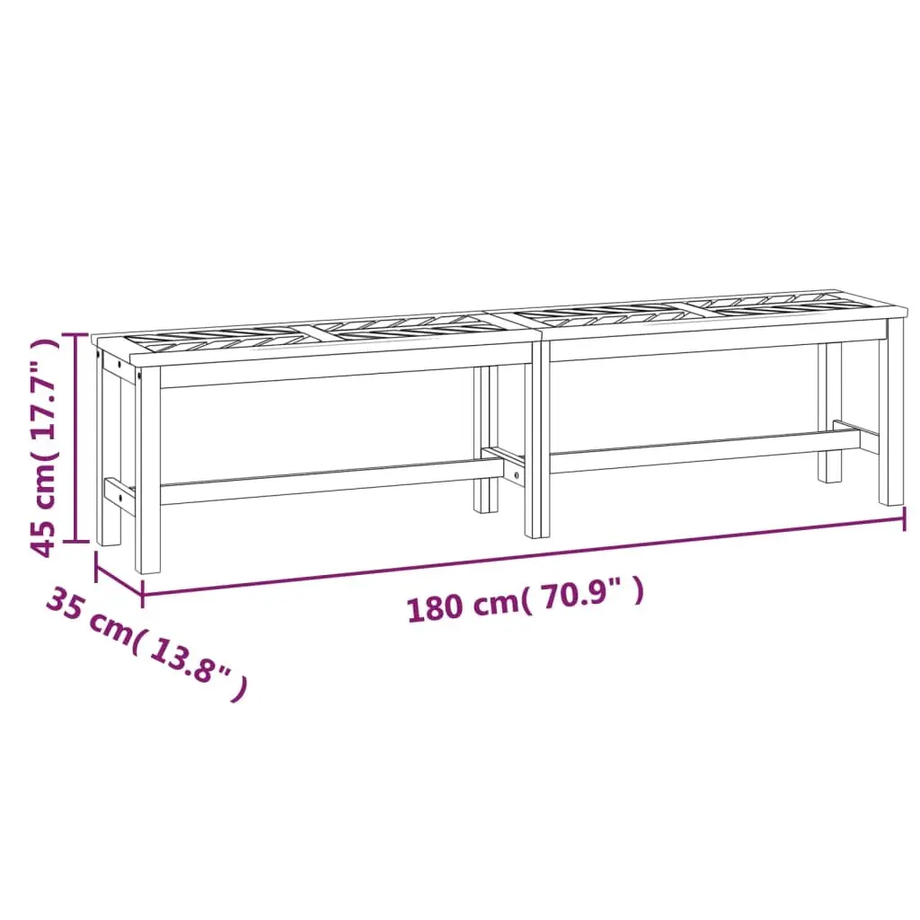 Garden Bench 180cm Solid Acacia Wood Fishbone Pattern Slats Brown Outdoor Seating