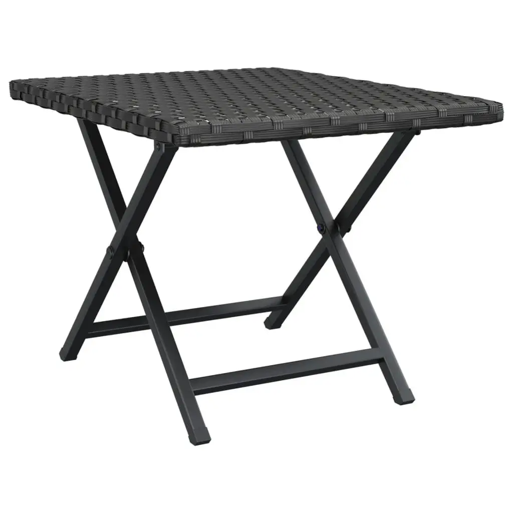Folding Outdoor Table Black 45x35x32 cm Garden Patio Furniture Poly Rattan