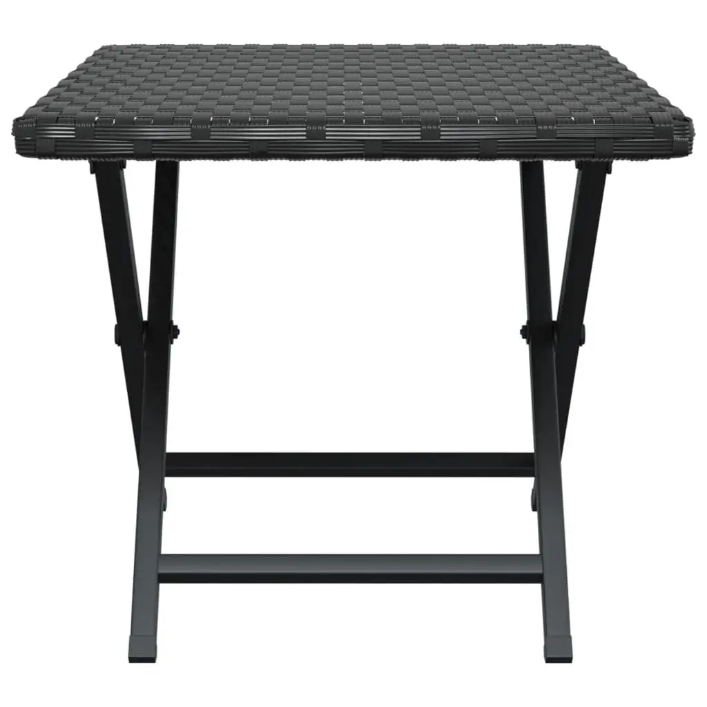 Folding Outdoor Table Black 45x35x32 cm Garden Patio Furniture Poly Rattan
