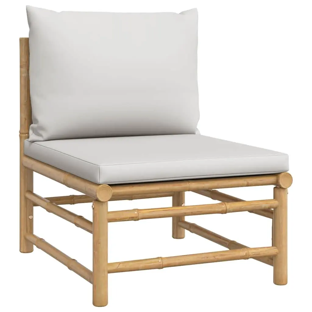 3 Piece Garden Lounge Set Bamboo Outdoor Sofa Cushions