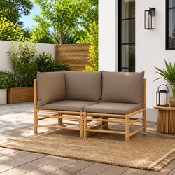 Stylish Bamboo Sectional Garden Furniture with Cushions