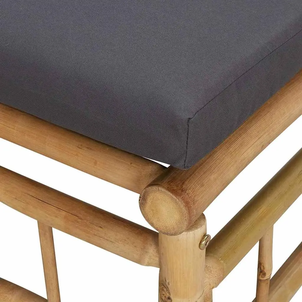 Outdoor Corner Sofa Modular Bamboo Frame with Grey Cushions