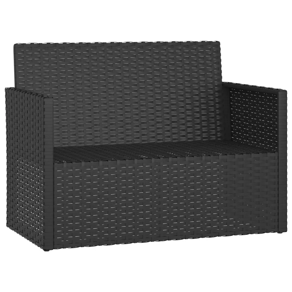 Garden Bench 105cm Outdoor Seating Poly Rattan Black
