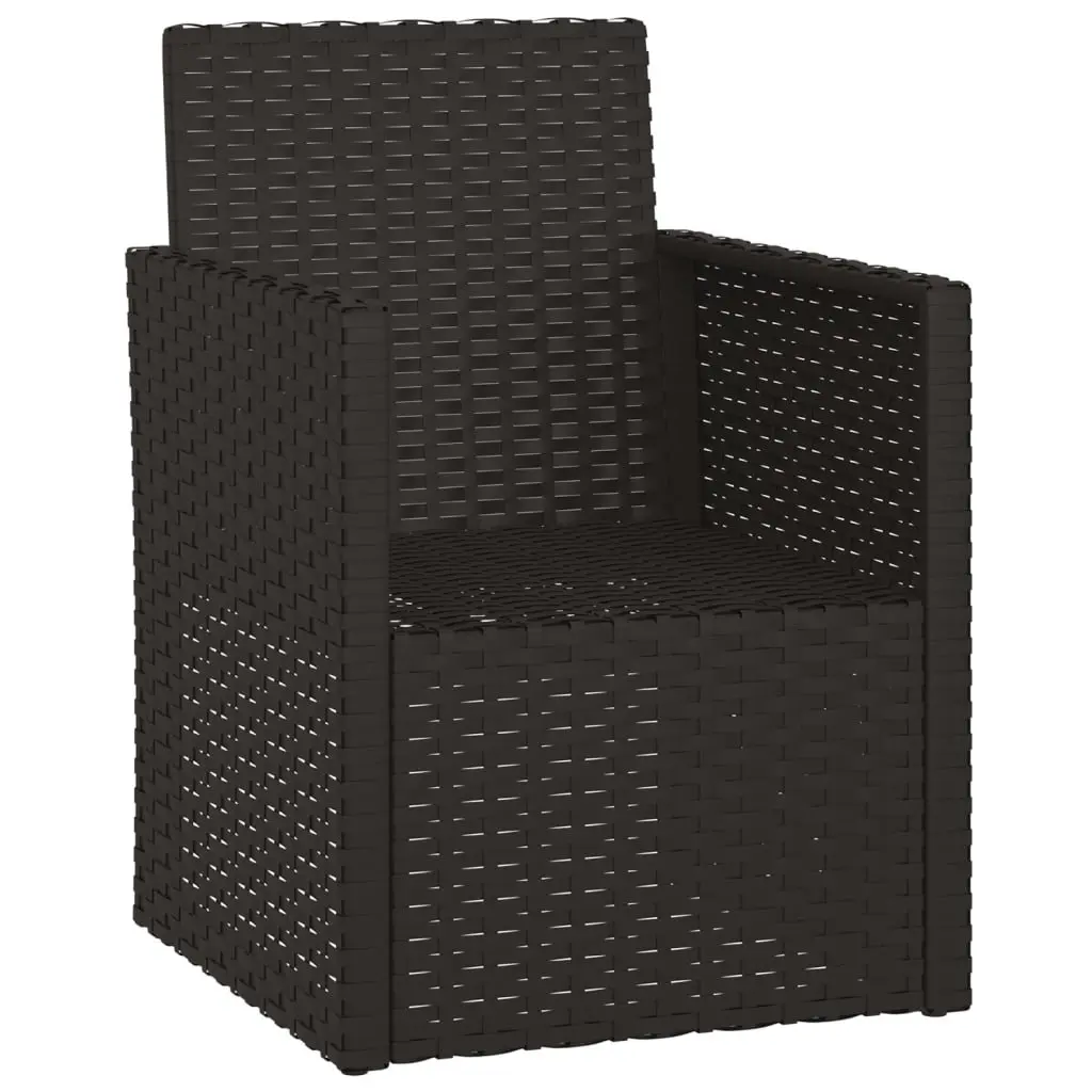 Outdoor Garden Armchair Black Poly Rattan Weather Resistant with Cushions