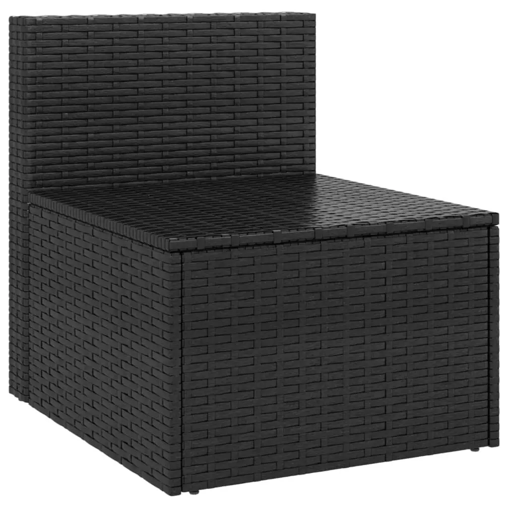 Outdoor Middle Sofas 2 Piece Black Weather-Resistant Rattan Seating Set with Cushions