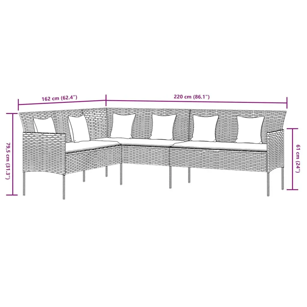 Outdoor Dining Set 2 Piece Grey PE Rattan Furniture with Cushions for Garden and Patio