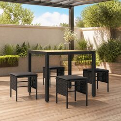 Elevate Your Outdoor Space with 4 Black Footstools and Cushions