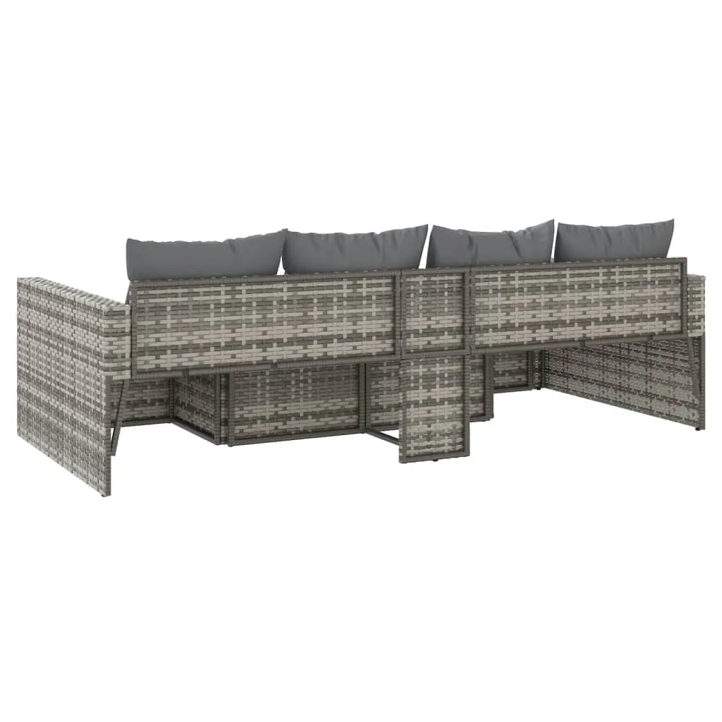Garden Lounge Set 2 Piece Grey Poly Rattan Outdoor Furniture with Cushions