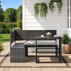 Enhance Your Outdoor Space with L-Shaped Sofa Set & Table