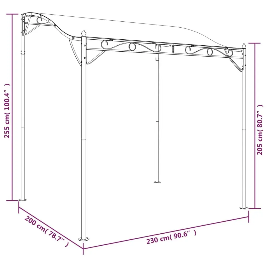 Canopy 2x2.3m Outdoor Garden Gazebo Tent Water-resistant Polyester Powder-coated Steel Frame