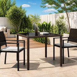 Outdoor Garden Table 90x90x75cm: Minimalist Brown Design