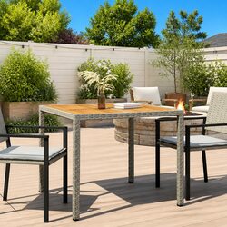Garden Table Grey 90 x 90 x 75 cm Poly Rattan Outdoor Dining Furniture