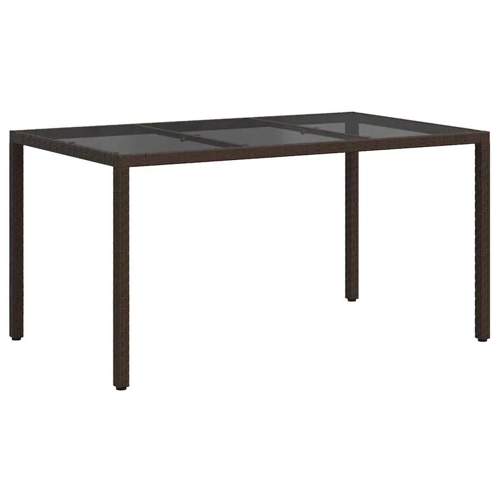 Outdoor Garden Dining Table 150x90x75cm Brown Poly Rattan Durable Powder-Coated Steel Frame