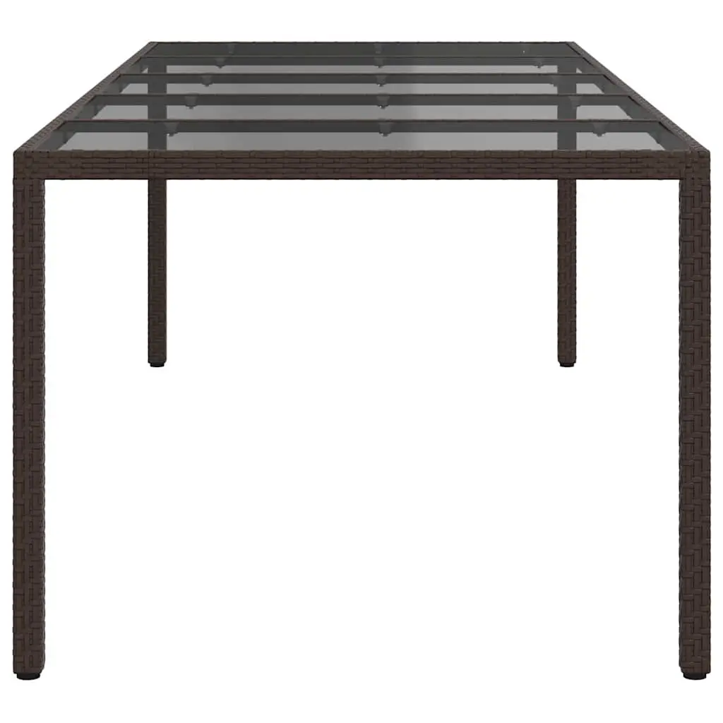 Garden Dining Table 250x100x75cm Brown Outdoor Poly Rattan Steel Frame
