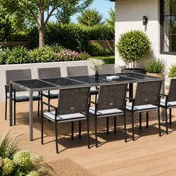 Stylish Grey Dining Table for Garden 250x100x75cm
