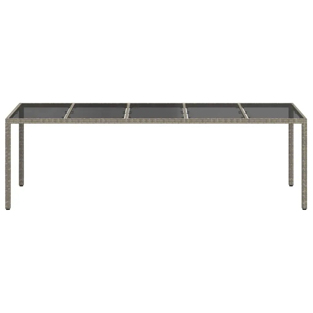 Garden Dining Table 250x100x75cm Grey Outdoor Poly Rattan Steel Frame