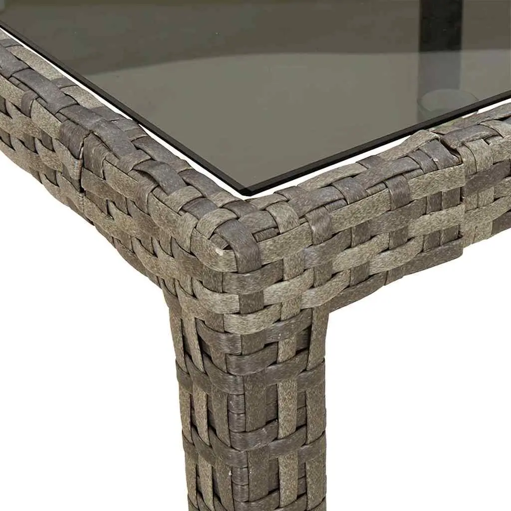 Garden Dining Table 250x100x75cm Grey Outdoor Poly Rattan Steel Frame