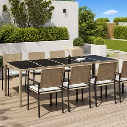 Modern Beige Garden Table for Outdoor Dining 250x100x75cm