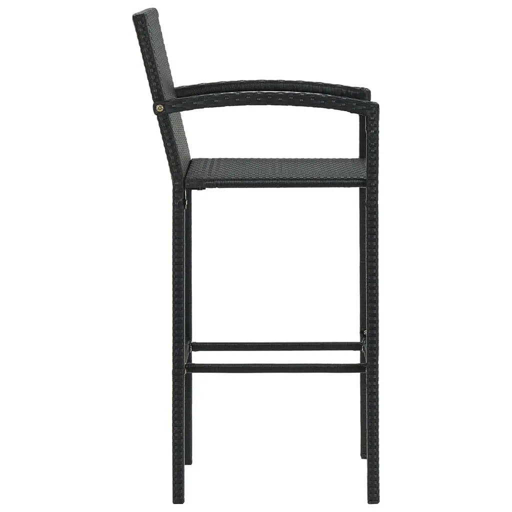 Bar Stools 4 Piece Black Weather-Resistant PE Rattan Indoor Outdoor Kitchen Dining Seat