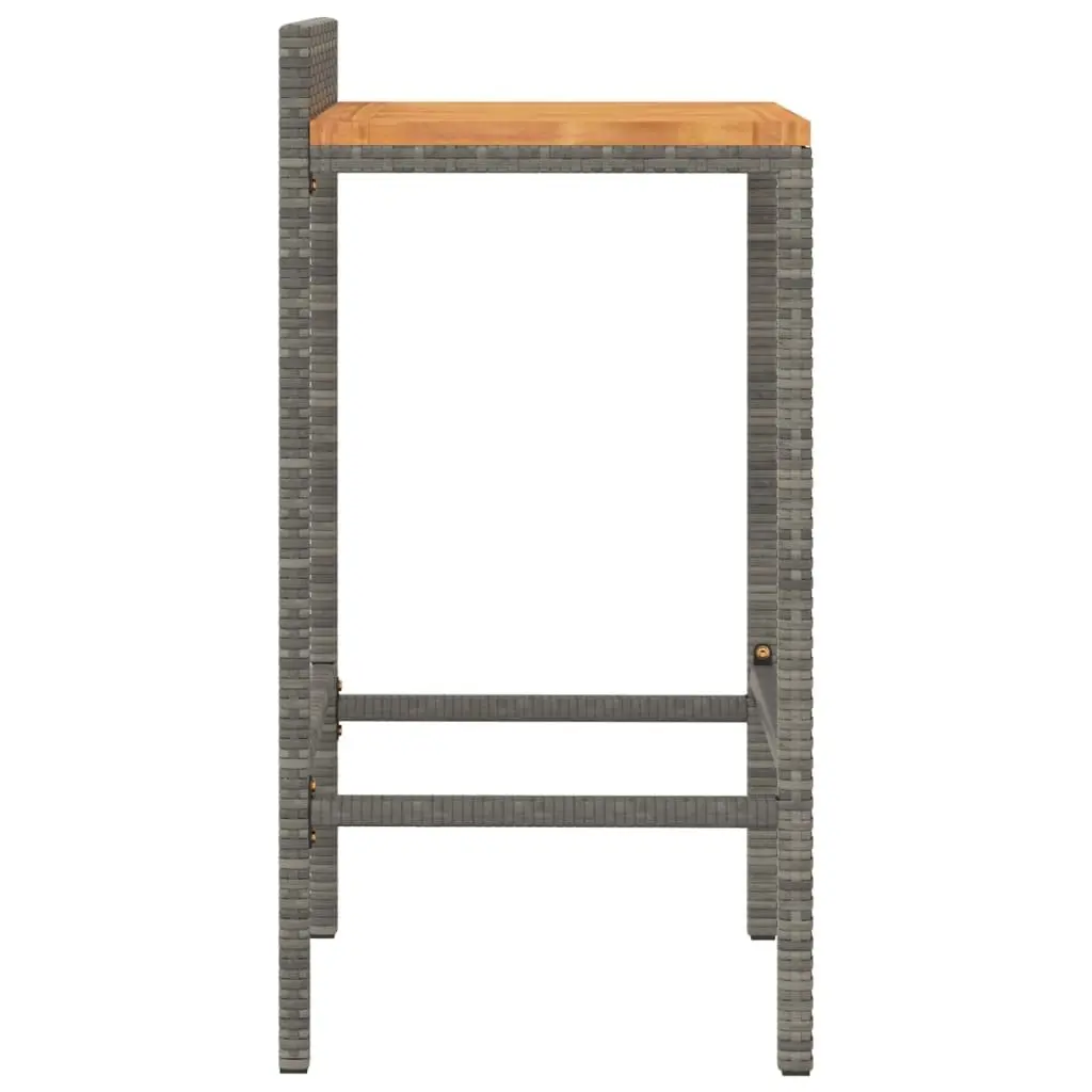 Bar Stools 4pcs Grey PE Rattan Wooden Seat Weather-resistant Indoor Outdoor Kitchen Dining