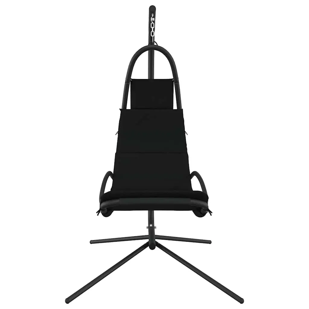Garden Swing Chair Outdoor Patio Hanging Seat Black Oxford Fabric Steel Frame
