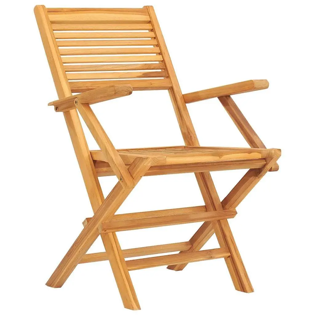 Folding Garden Chairs 2 pcs Solid Teak Wood Outdoor Seating Backrest Armrests Brown