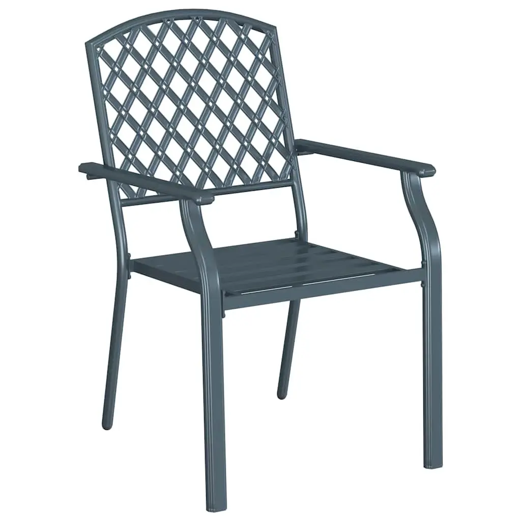 Garden Chair Anthracite Stackable Steel Frame Modern Lounge Seating 2 Piece