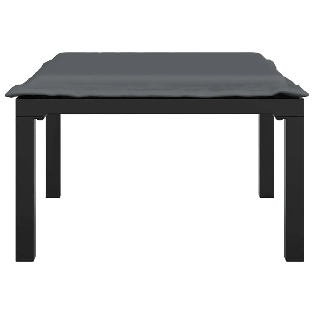 Garden Footstool with Cushion Weather-Resistant Poly Rattan Black Grey