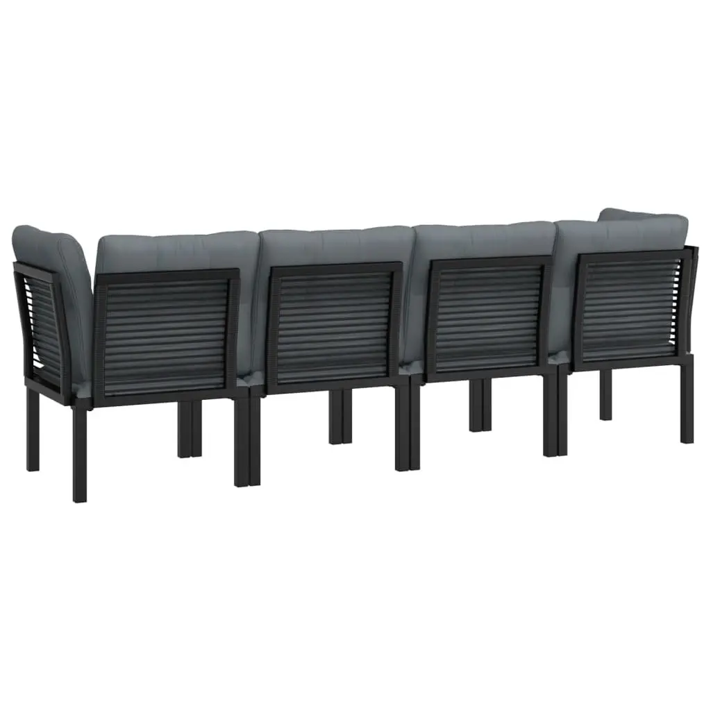 Garden Lounge Set 4 Piece Modular Outdoor Furniture Black Grey Weather-resistant PE Rattan