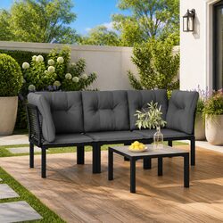 Versatile Black Grey Outdoor Lounge Set for Relaxation
