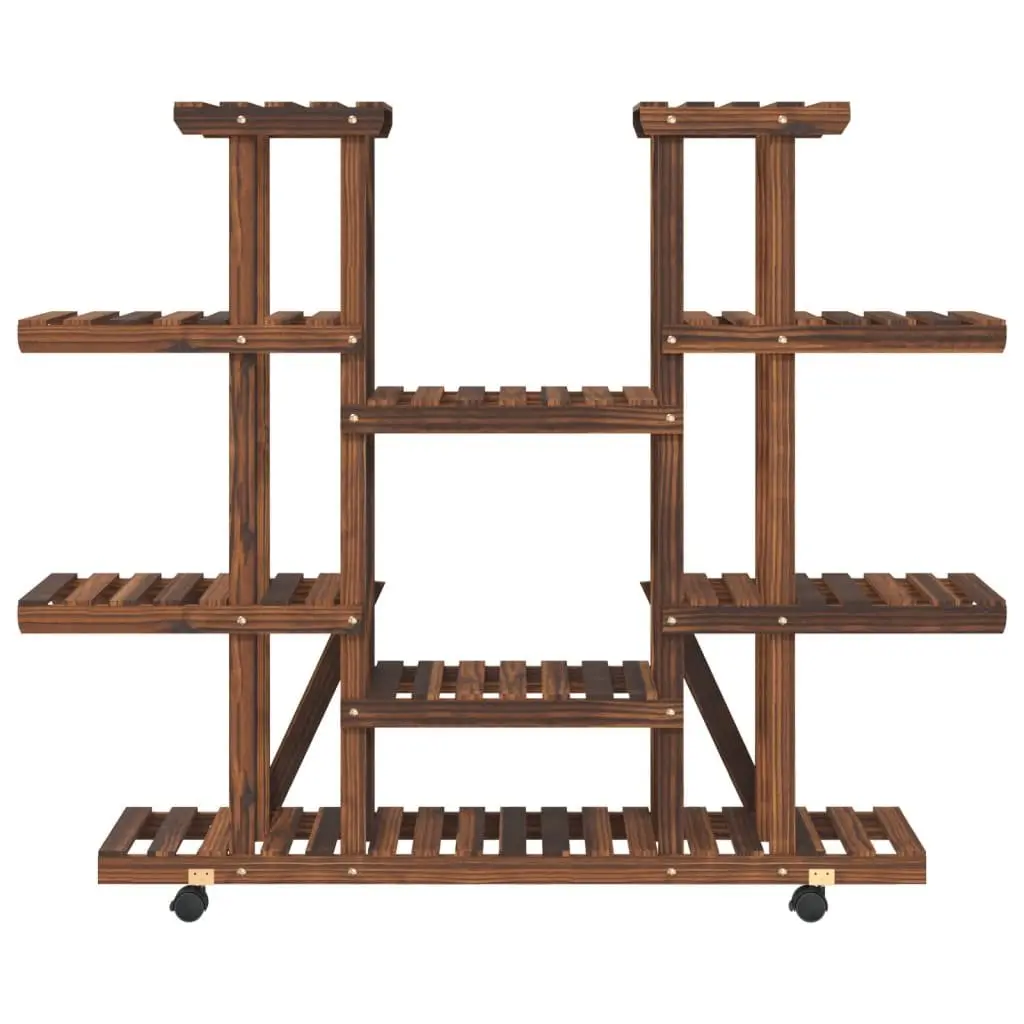 Wooden Plant Stand with Wheels 360-Degree Rotatable Sturdy Construction