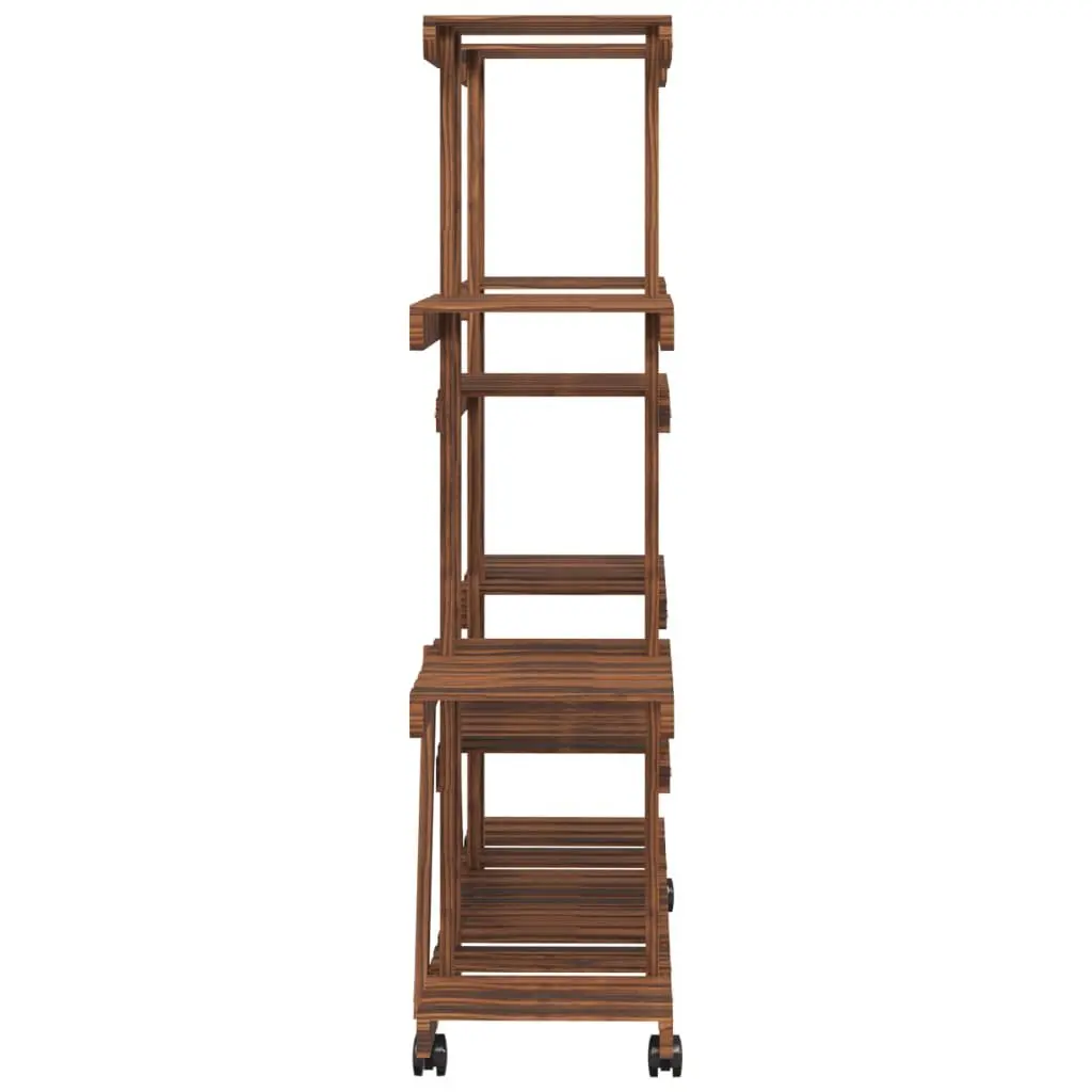 Wooden Plant Stand with Wheels 360-Degree Rotatable Sturdy Construction