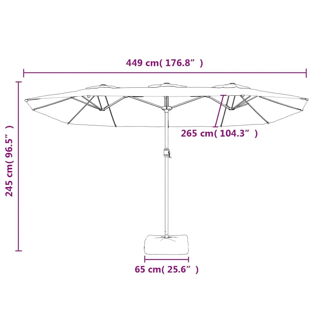 Double-Head Parasol 449x265 cm UV-Protective Polyester Canopy Crank Open Garden Outdoor Shade Umbrella