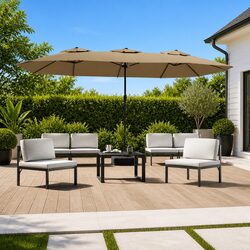 Stylish Double-Head Parasol with LED Lighting for Your Garden