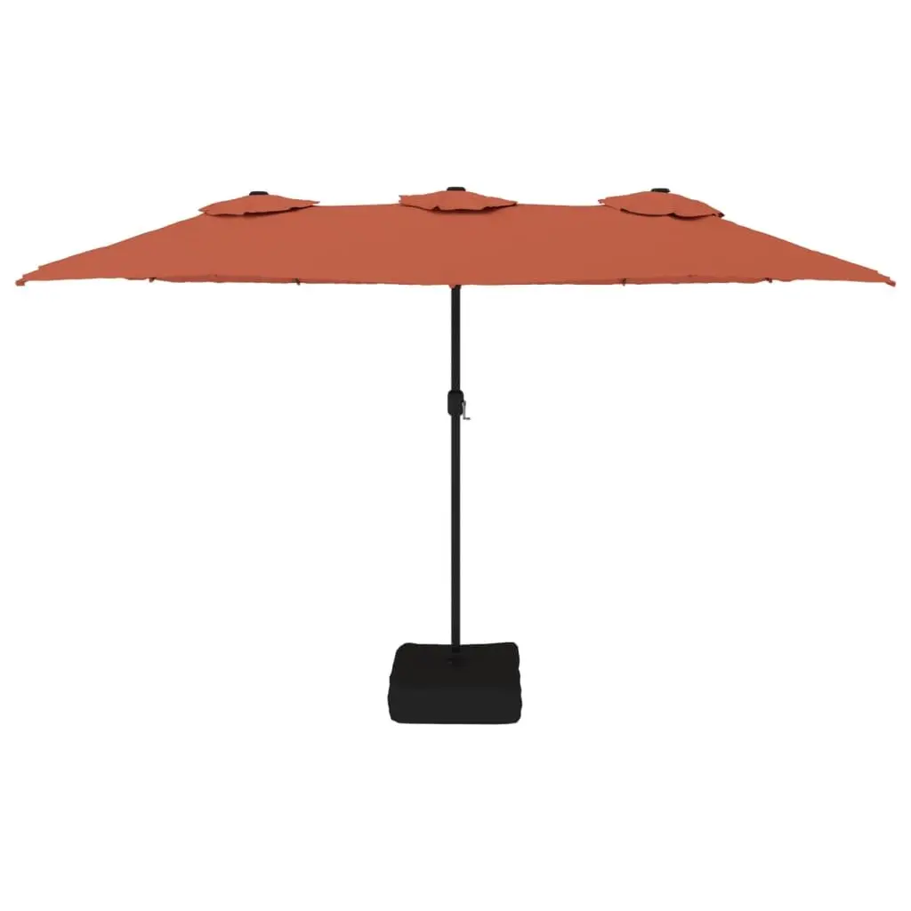 Double-Head Garden Parasol 449x265cm with LED Lights and Crank Mechanism for Easy Operation