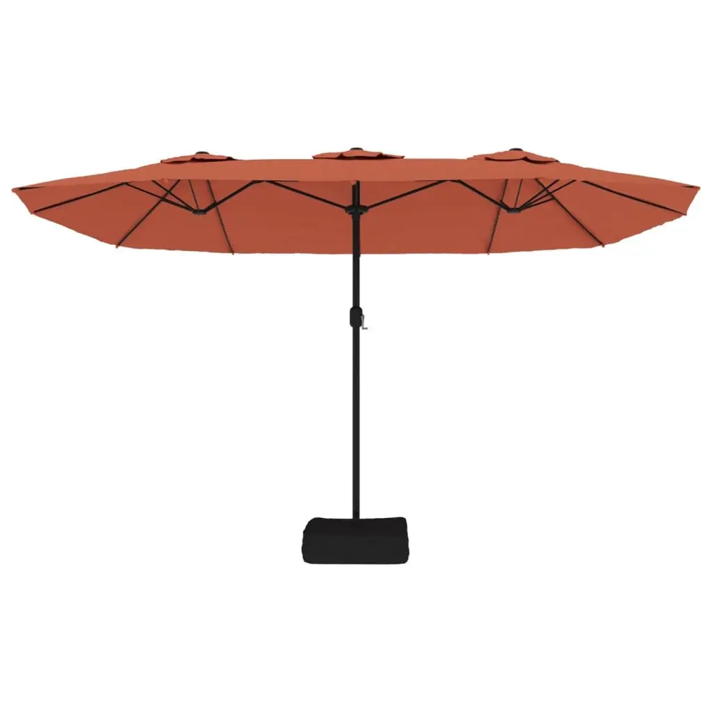 Double-Head Garden Parasol 449x265cm with LED Lights and Crank Mechanism for Easy Operation