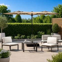 Elevate Your Outdoors with a Double-Head Parasol and LED Lights