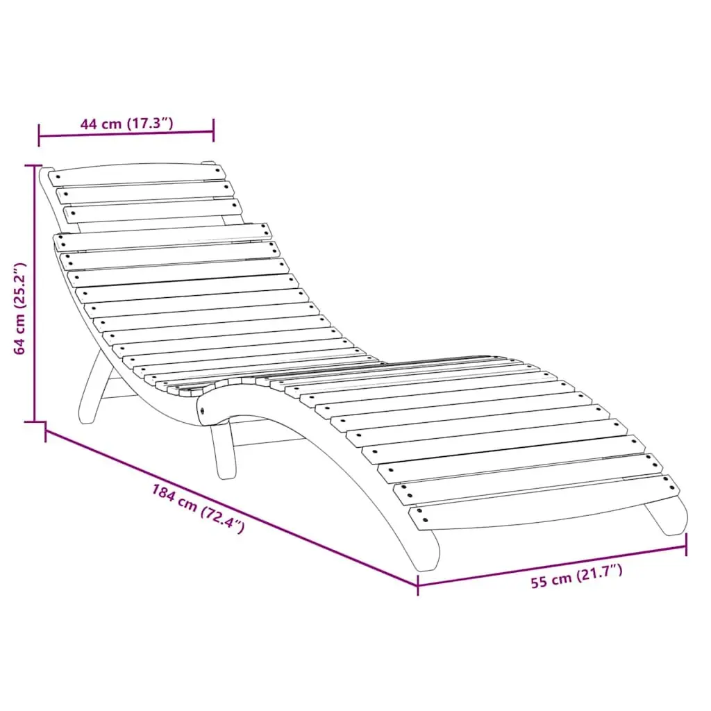 Sun Lounger Grey Solid Wood Acacia Foldable Garden Patio Pool Outdoor Lounge