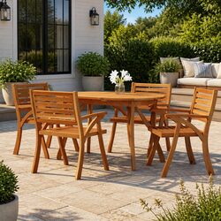 Elegant Outdoor Patio Dining Table in Brown Acacia