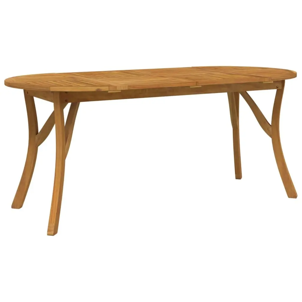 Garden Dining Table 200x90x75cm Solid Acacia Wood Slatted Top Curved Legs Brown