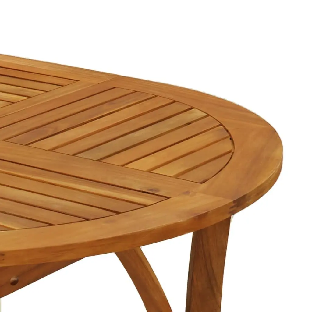 Garden Dining Table 200x90x75cm Solid Acacia Wood Slatted Top Curved Legs Brown
